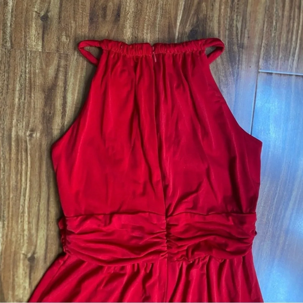 Shelby & Palmer Women's Red Halter Jersey Wide Leg Pant Jumpsuit Size Small Glam - Picture 5 of 14
